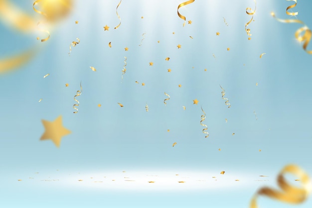 Vector illustration of falling confetti on a transparent background.