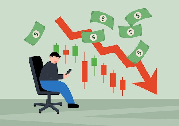 Vector illustration of a falling stock price