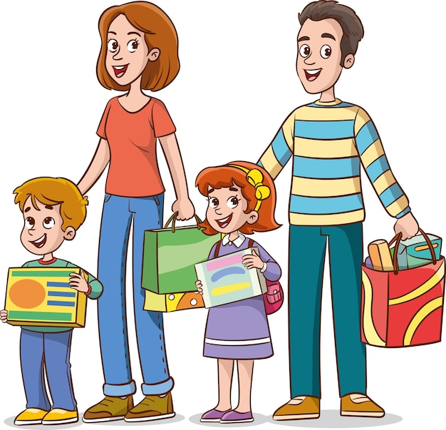 vector illustration of family shopping