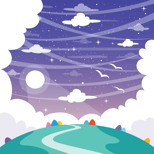 Vector illustration of fantasy landscape background