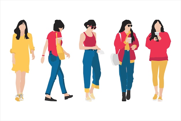 Vector illustration of fashionable women bundle