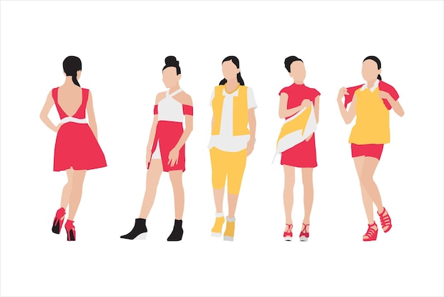 Vector illustration of fashionable women bundle