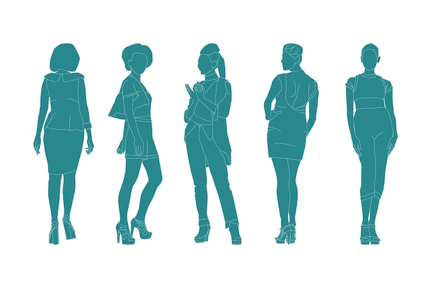 Vector illustration of fashionable women bundle