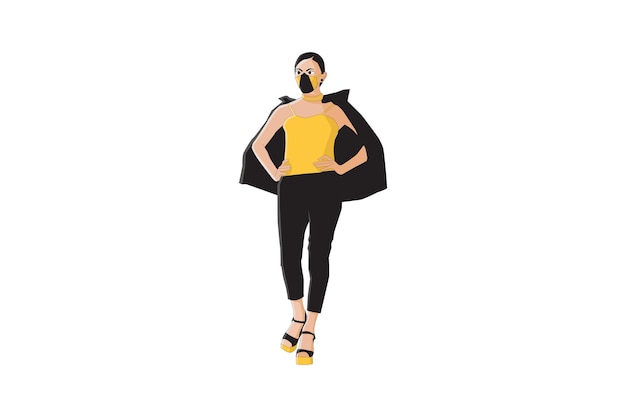 Vector illustration of fashionable women walking