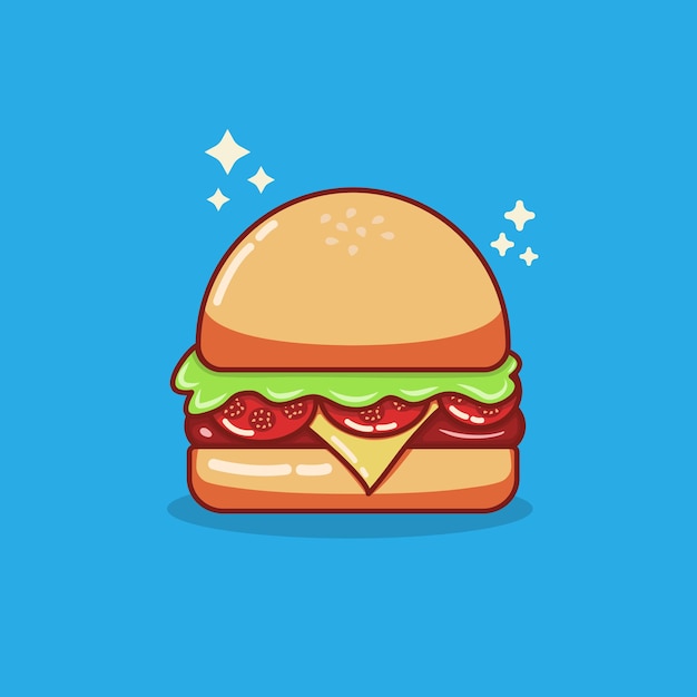 Vector illustration of fast food hamburger