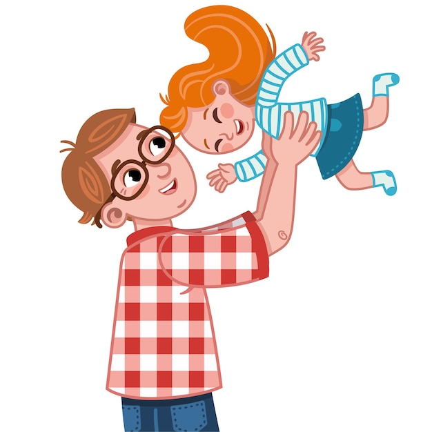 Vector illustration of a father and daughter having fun time.