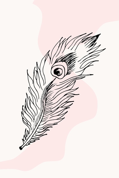 Vector illustration of Feathers Line art with cute backgrounds