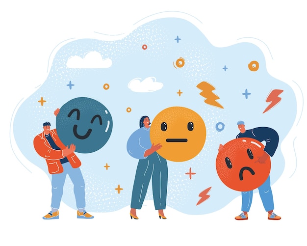 vector illustration of feedback concept rank level of satisfaction rating feedback in form of emotions smileys emoji user experience review of consumer
