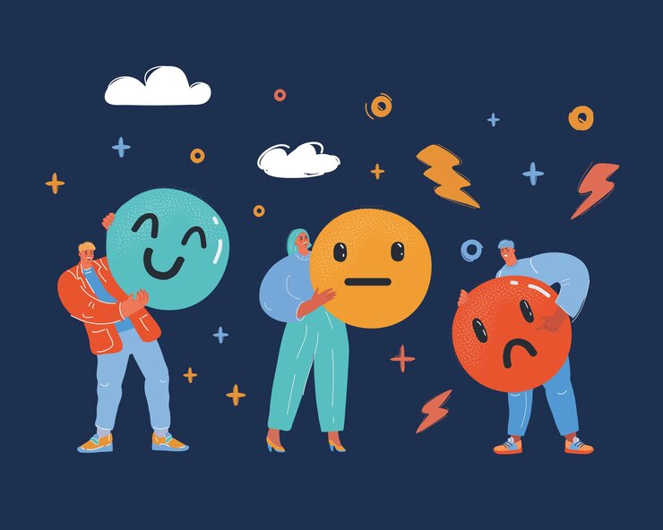 Вектор векторная иллюстрация эмодзи feedback, установленной на темном фоне