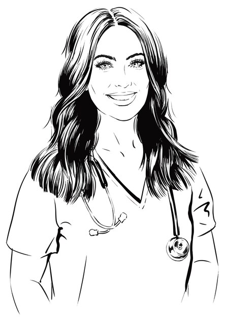 Vector illustration of female doctor smiling