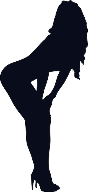 Vector illustration of female silhouette with little clothes and heels