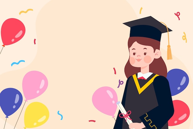 Vettore illustrazione vettoriale di una studentessa che celebra la laurea