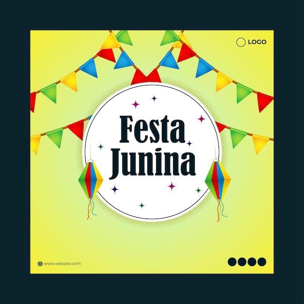 Vector vector illustration of festa junina social media story feed mockup template