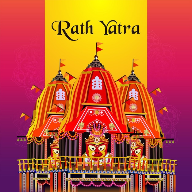 Vector vector illustration festival ratha yatra of lord jagannath balabhadra