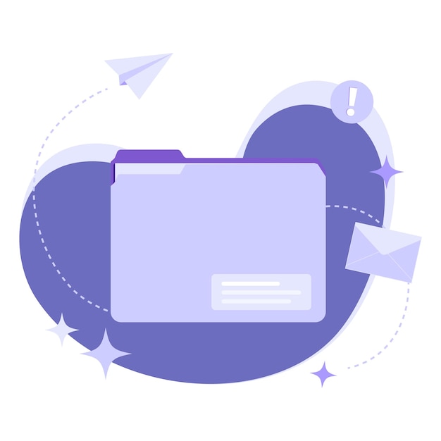 Illustrazione vettoriale della cartella di file con icone e forme su sfondo astratto