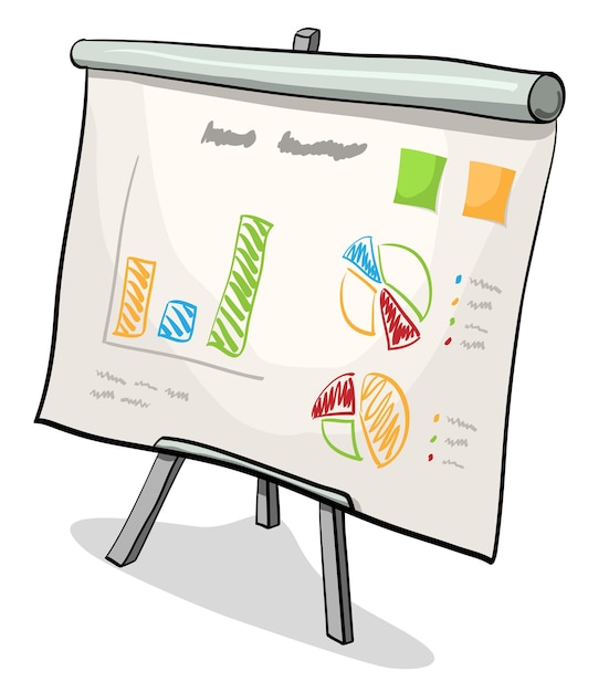 Vettore illustrazione vettoriale del consiglio finanziario con grafico di presentazione