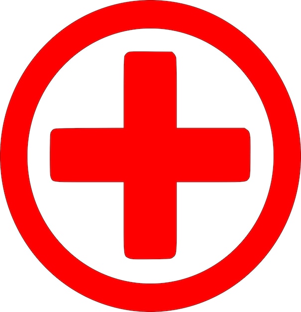 Vector Illustration Of First Aid Sign Red And Black Symbol Of Provision Of Initial Care