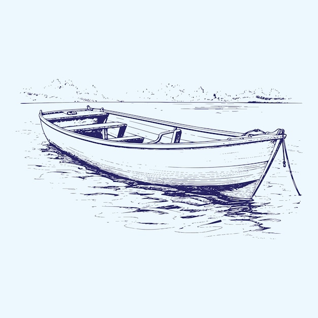 Vector illustration of a fishing boat on a lake