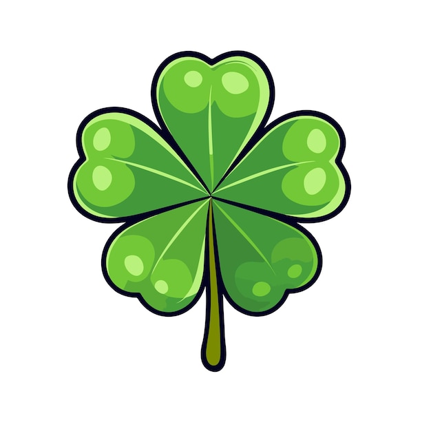 vector illustration five leaf green clover Lucky quatrefoil Good luck symbol Cartoon sticker