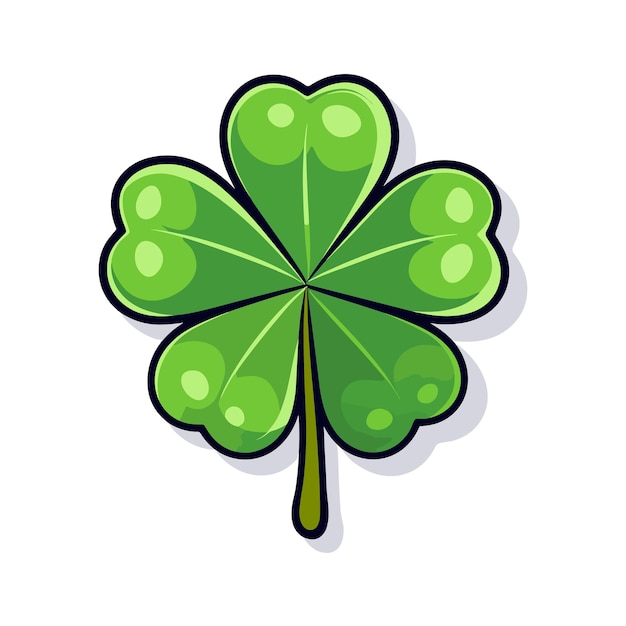 vector illustration five leaf green clover Lucky quatrefoil Good luck symbol Cartoon sticker