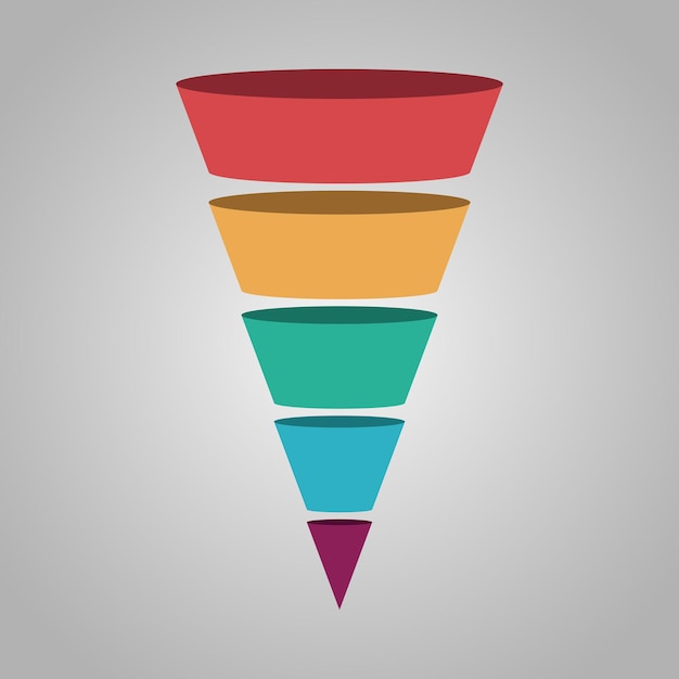 Vector illustration of five step funnel diagram