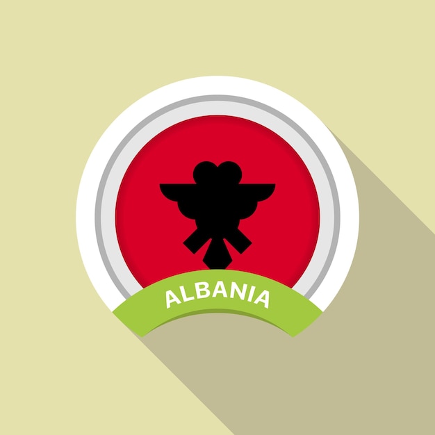 Vector illustration flag of Albania icon Round national flag of Albania Albania flag button