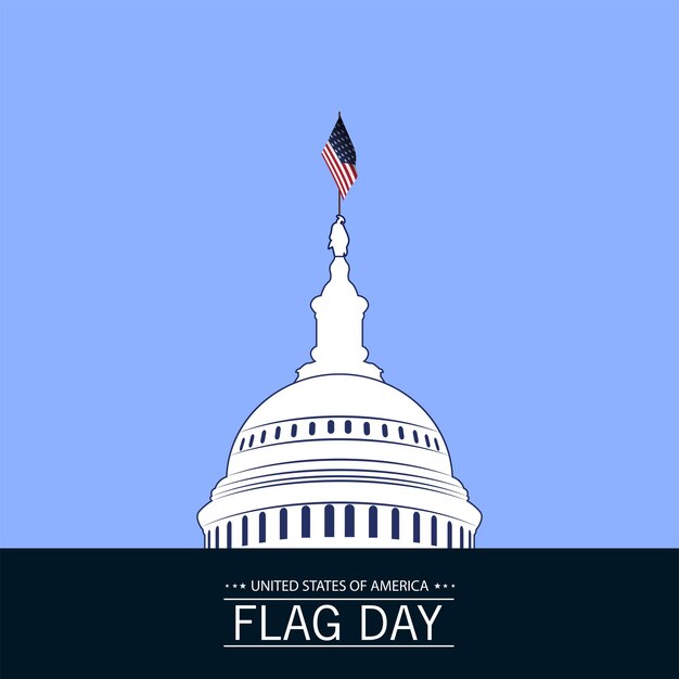 Vector illustration of flag day in the united states, waving flag.
