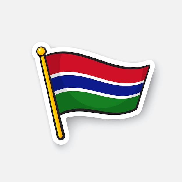 Векторная иллюстрация Флаг стран Гамбии в Африке Символ местоположения для путешественников наклейка