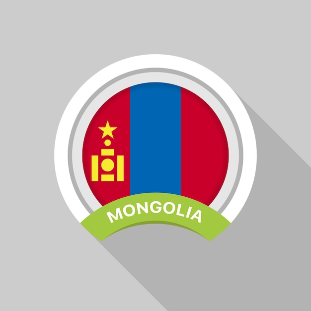 Vector illustration flag of Mongolia icon Round national flag of Mongolia