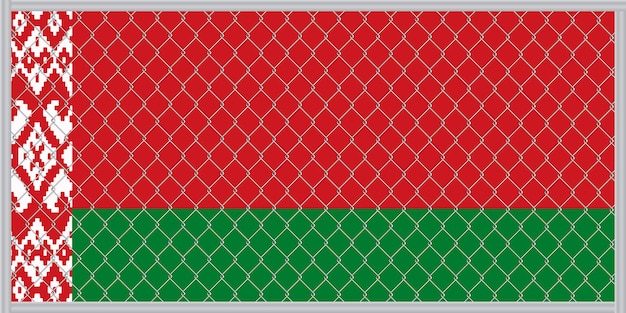 Vector vector illustration of the flag of the republic of belarus under the lattice concept of isolationism