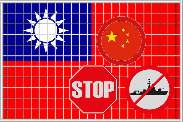 Vector vector illustration of the flag of taiwan under the lattice concept of isolationism no war