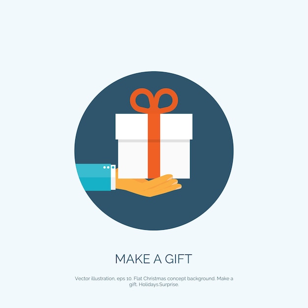 Vector illustration flat background with gift box