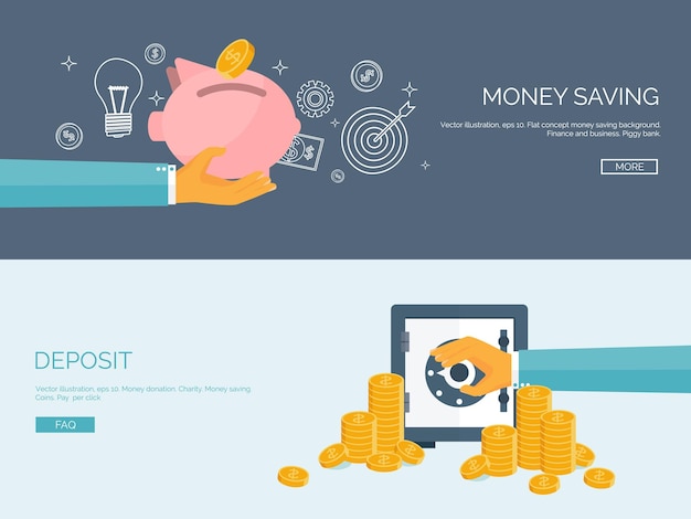 vector illustration flat background with money bag money making bank deposit financials