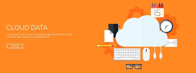 Vector illustration flat cloud computing background data storage network technology multimedia