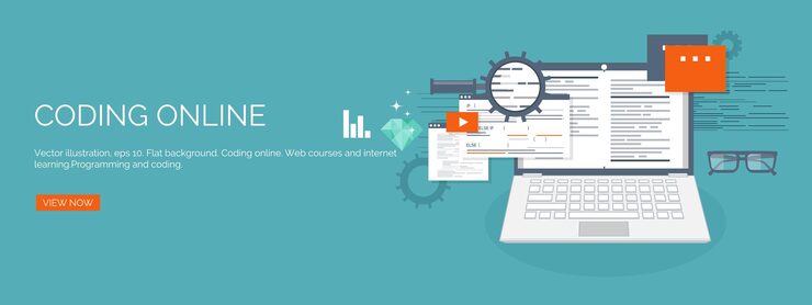 Vector vector illustration flat computing background programming coding web development search engine