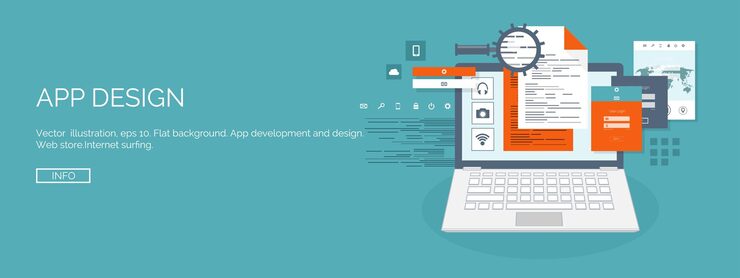 Vector vector illustration flat computing background programming coding web development search engine