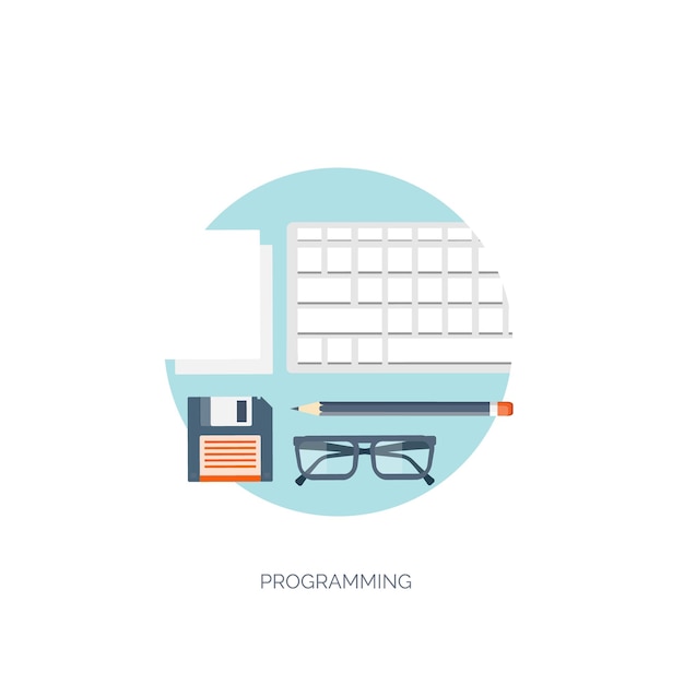 vector illustration flat computing background programming coding web development search search engine optimization innovation technologies mobile app
