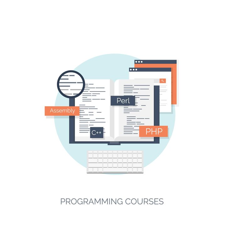 Vector vector illustration flat computing background programming coding web development and search seo