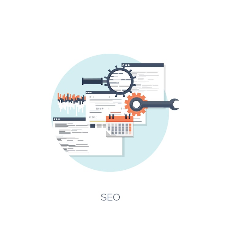 Vector vector illustration flat computing background programming coding web development and search seo