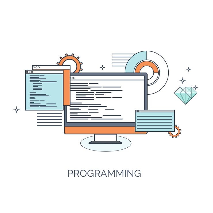 Vector vector illustration flat computing background programming coding web development and search seo