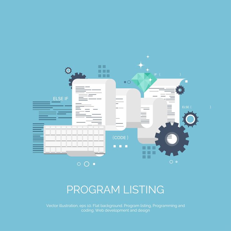 Вектор векторная иллюстрация плоские вычисления фоновое программирование кодирование веб-разработка и поиск seo