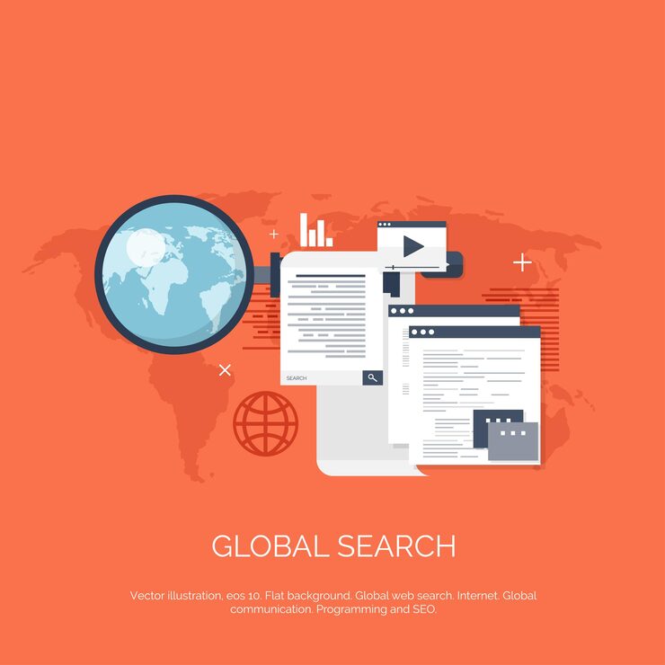 Vector vector illustration flat computing background programming coding web development and search seo