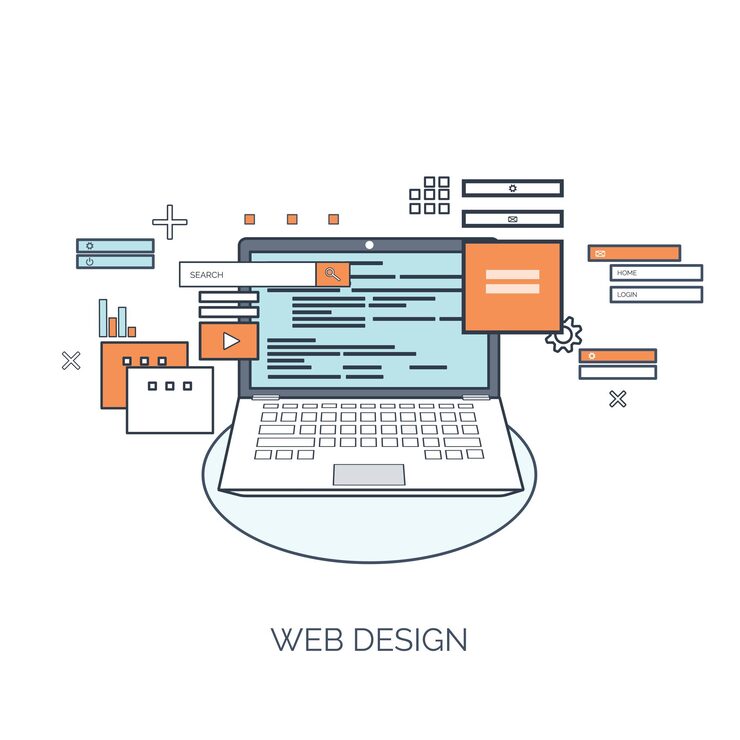 Vector vector illustration flat computing background programming coding web development and search seo