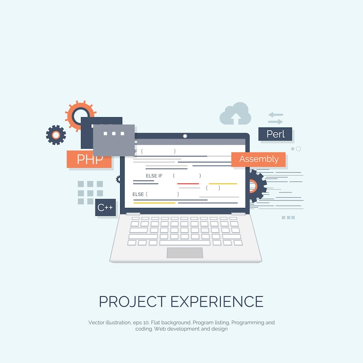 Vector vector illustration flat computing background programming coding web development and search seo