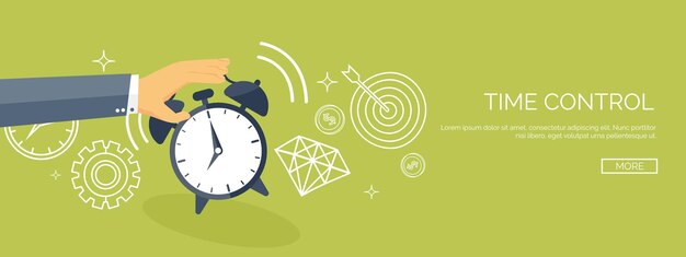 Vector vector illustration flat date time background planning and time management alarm