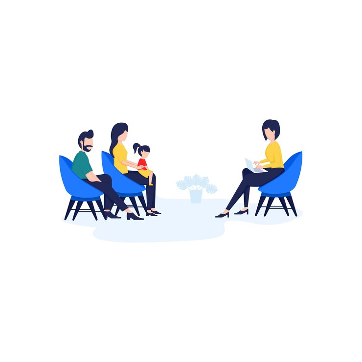 Vector illustration flat design psychotherapy counseling for a child concept