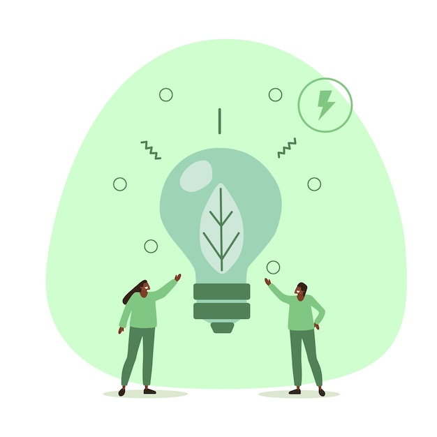 Vector illustration in flat design style on the theme of environmental protection Renewable energy