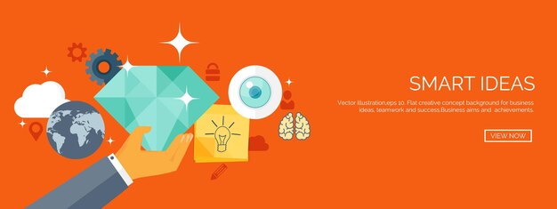 Vector illustration flat header new ideas smart solutions business aims teamwork targeting