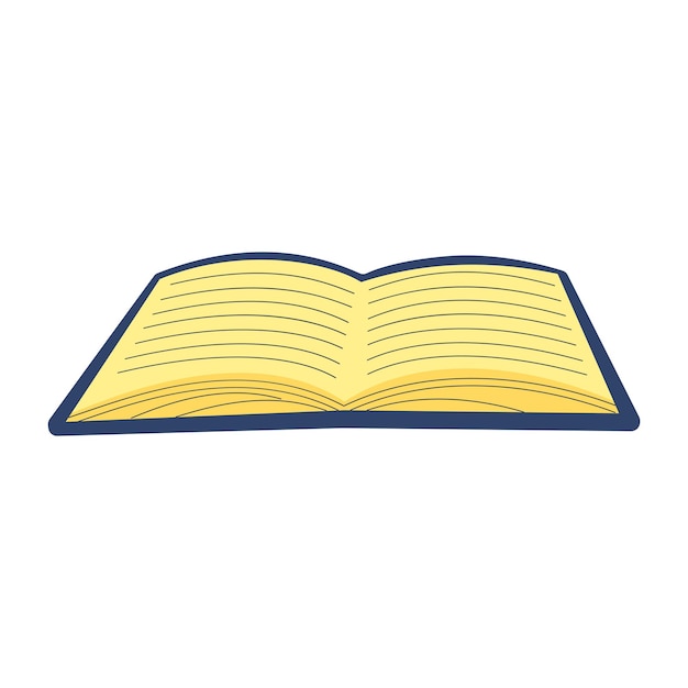 Vector vector illustration of a flat open book design with a cartoon style symbol