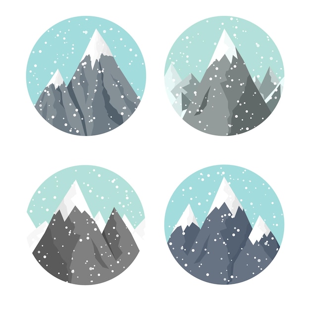 Vector illustration flat style winter landscape mountaines with snow christmas new year season